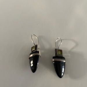 Blk Onyx/ Peridot Sterling Earrings